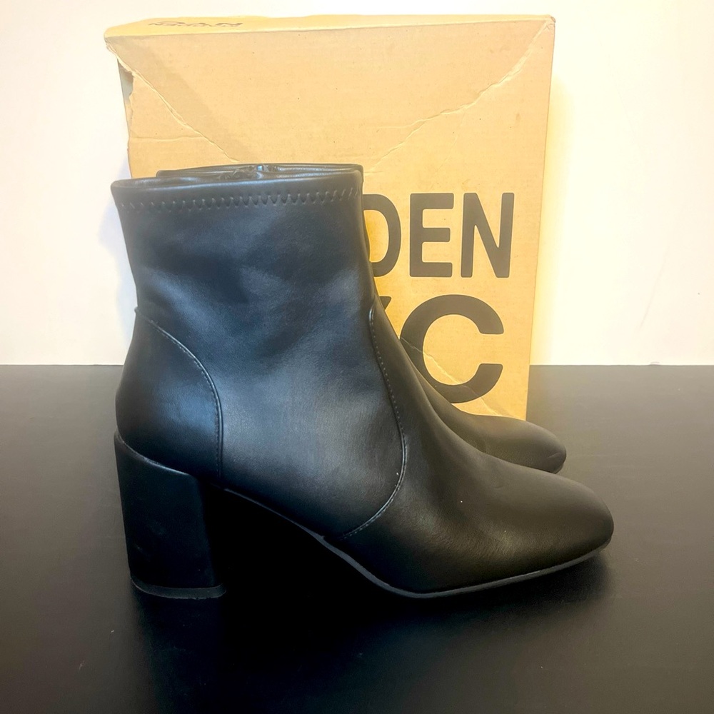 Madden NYC Womens Side Zip Heeled Bootie Block Heel Size 10 Black Ships From Tx￼